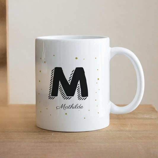 Mug Objets Blanc Initiale + prénom photo