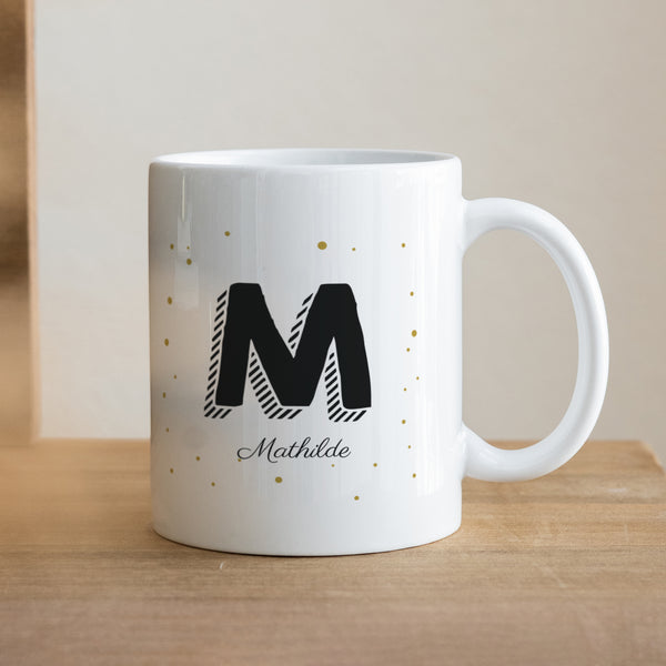 Mug Objets Blanc Initiale + prénom photo