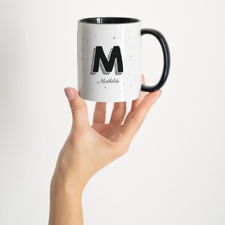 Mug Objets Noir Initiale + prénom