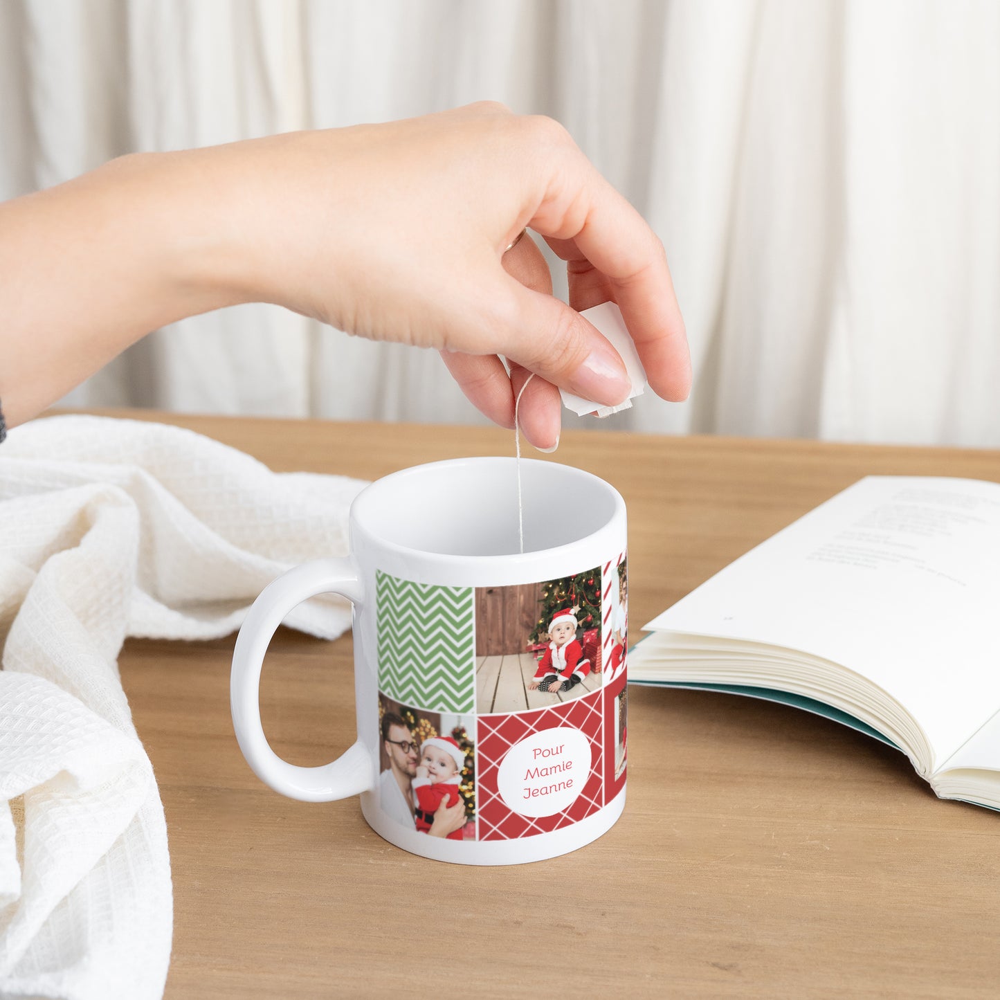 Mug Objets Blanc Damier de Noel photo N° 3