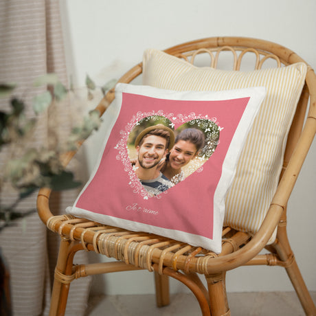Coussin Objets Beige naturel Coeur Dentelle