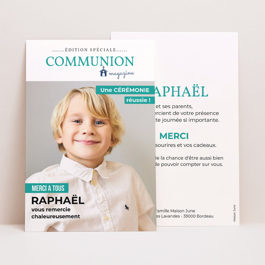 Remerciements Communion Portrait Magazine Communion, merci photo