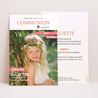 Remerciements Communion Portrait Magazine gratitude photo N° 1