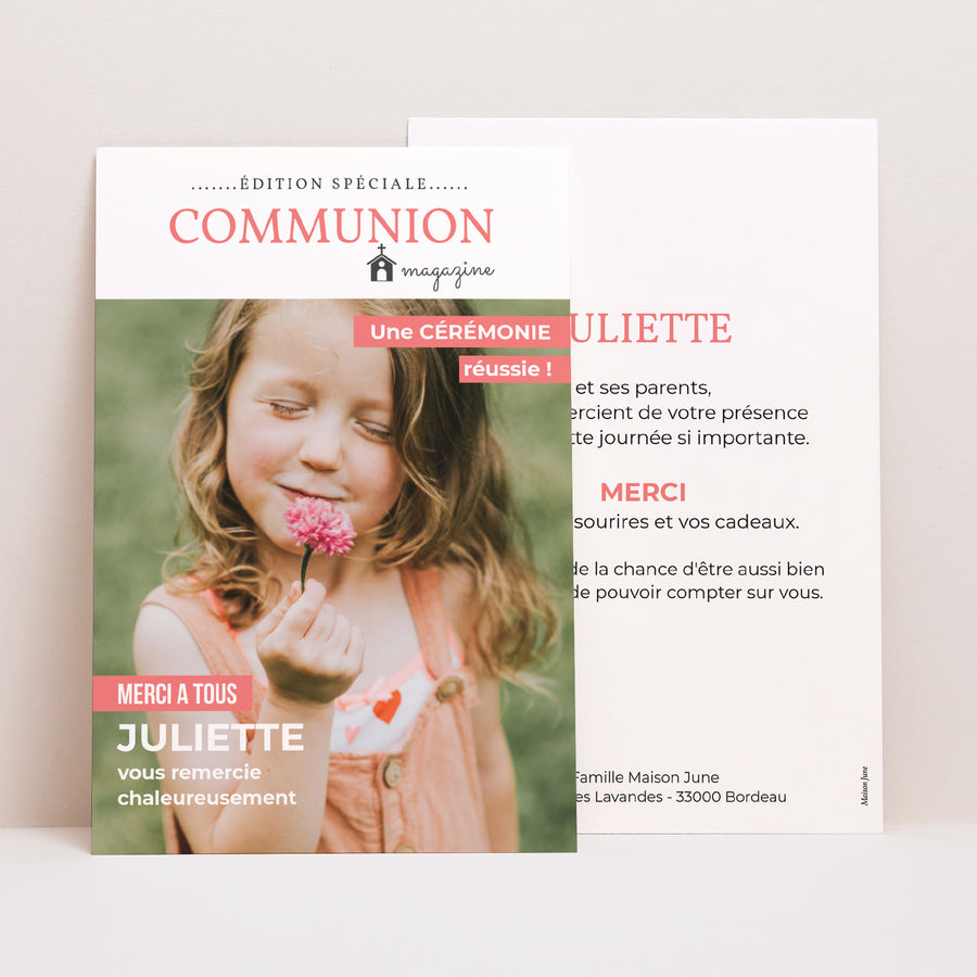 Remerciements Communion Portrait Magazine gratitude photo