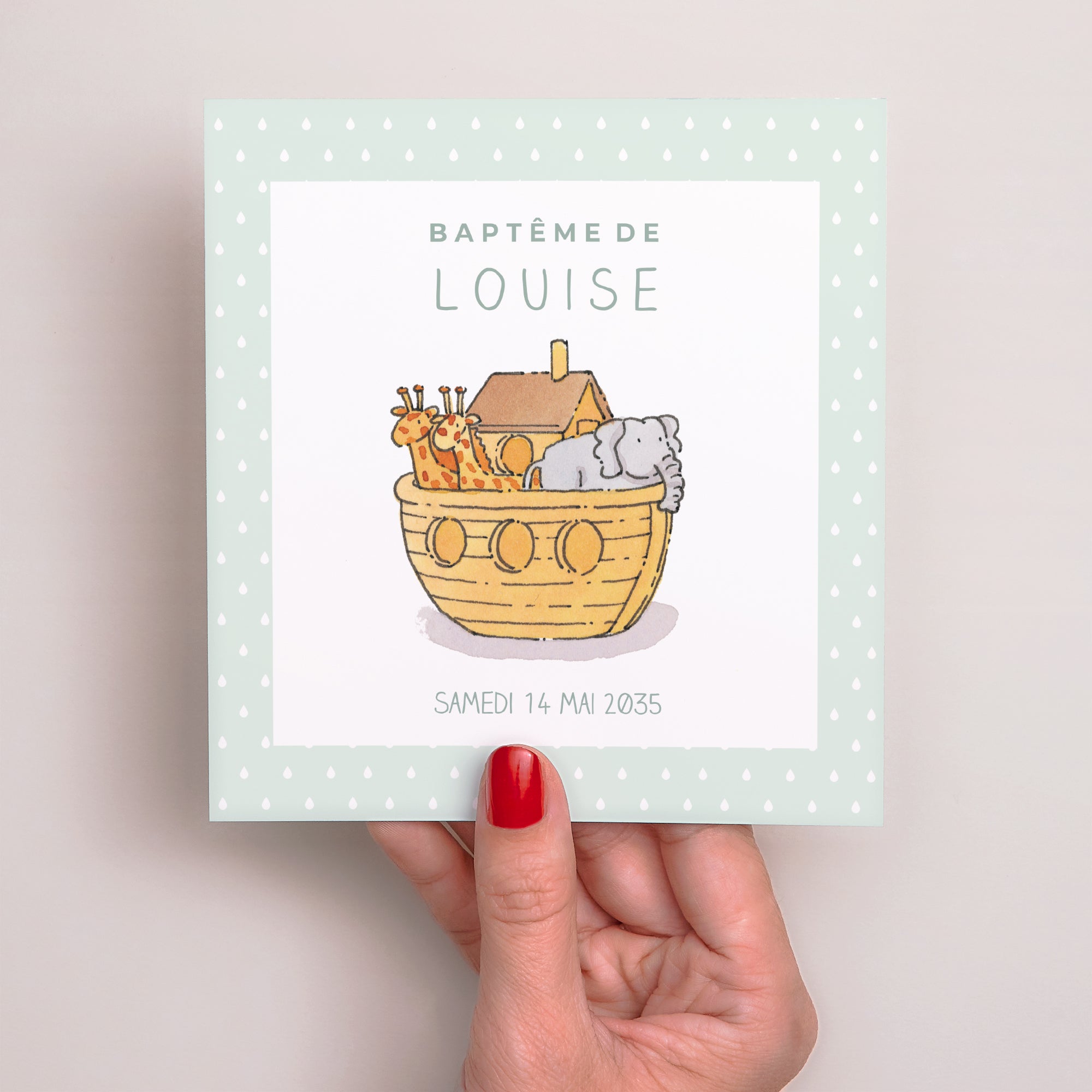 Cadeau Baptême En Bois Arche De Noé - Avec Carte, Pendentif Ange, Personnalisable, Pour Garçon Ou Fille