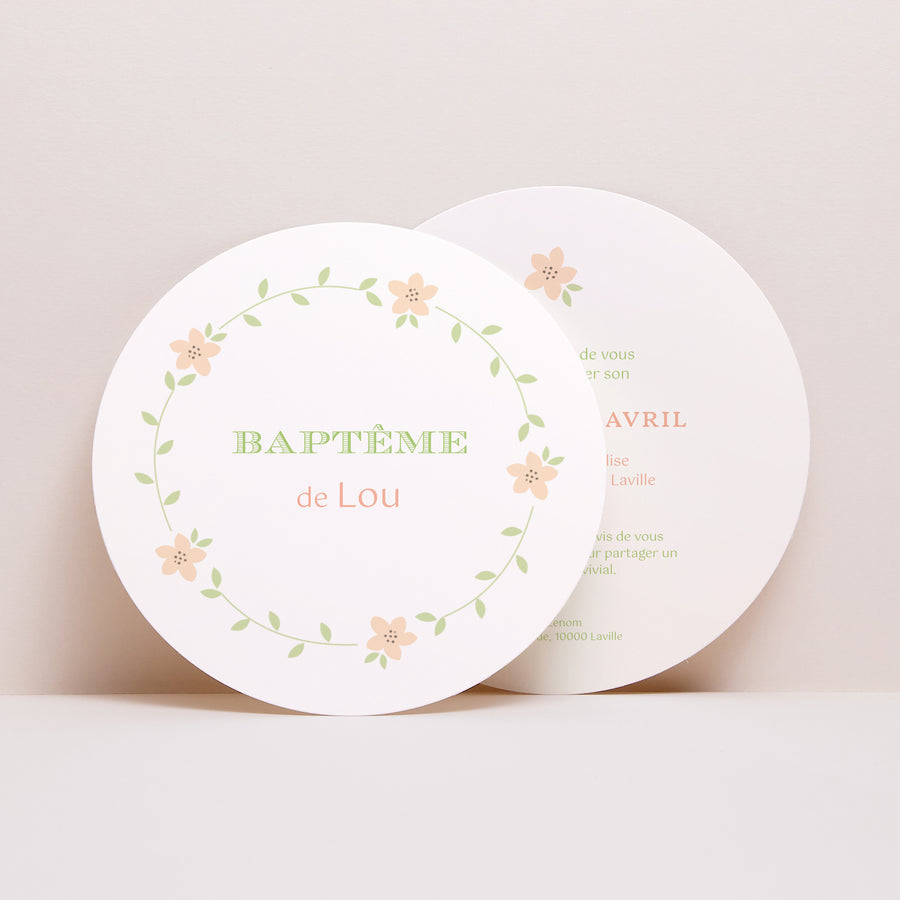 Faire-part Baptême Rond Ronde d'été photo