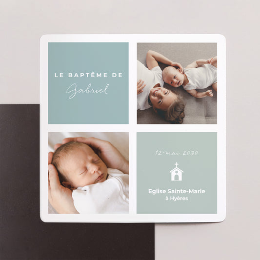 Faire-part Baptême Lot de 9, magnétique Pastel douceur photo