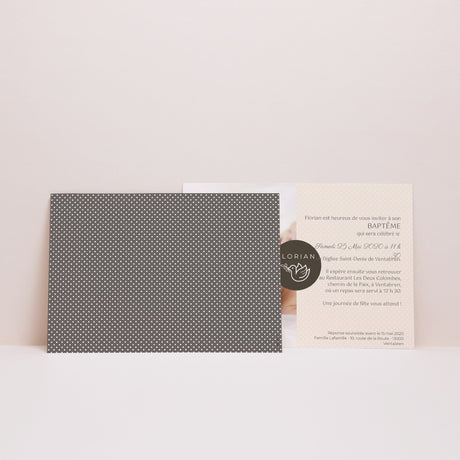 Faire-part Baptême Paysage Colombe Beige