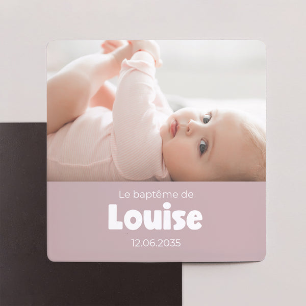 Faire-part Baptême Lot de 9, magnétique Coeur poudré photo