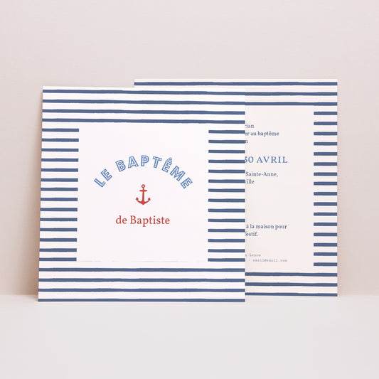 Faire-part Baptême Carré Moussaillon II photo