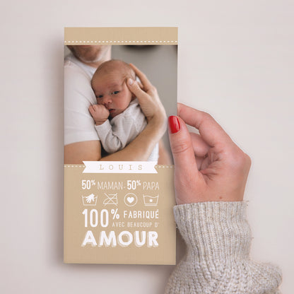 Faire-part Naissance Panoramique portrait Fait avec amour photo N° 2