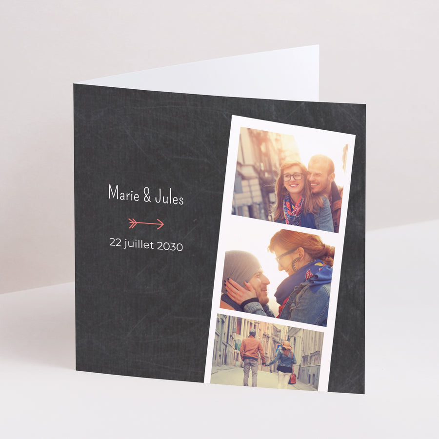 Faire-part Mariage Carré double volet Photo d'amour photo