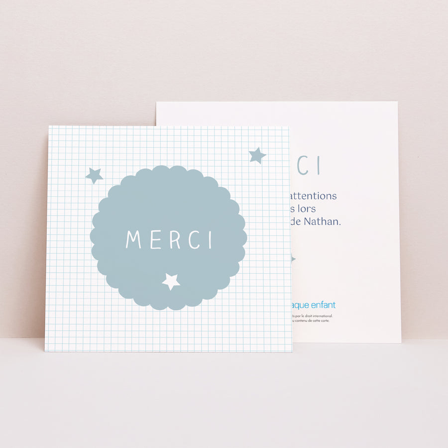 Remerciements Naissance Carré Bleu tendre photo
