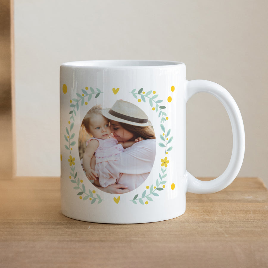 Mug Objets Blanc Couronne fleurie photo