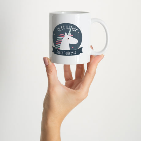 Mug Fin d'année Blanc Licorne Magique