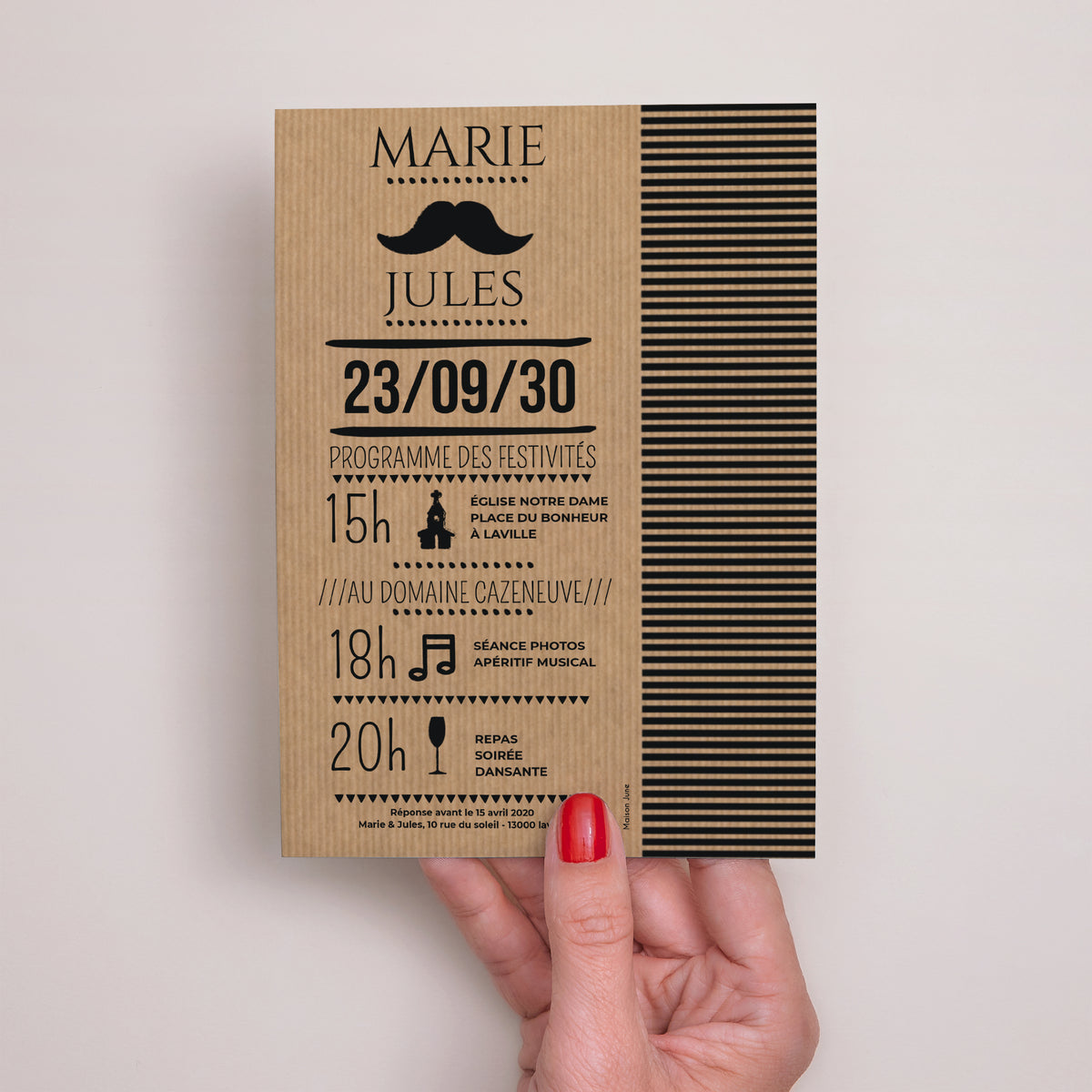 Faire-part Mariage Portrait Hipster Wedding photo N° 3