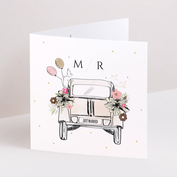Faire-part Mariage Carré double volet 2CV Citroen photo