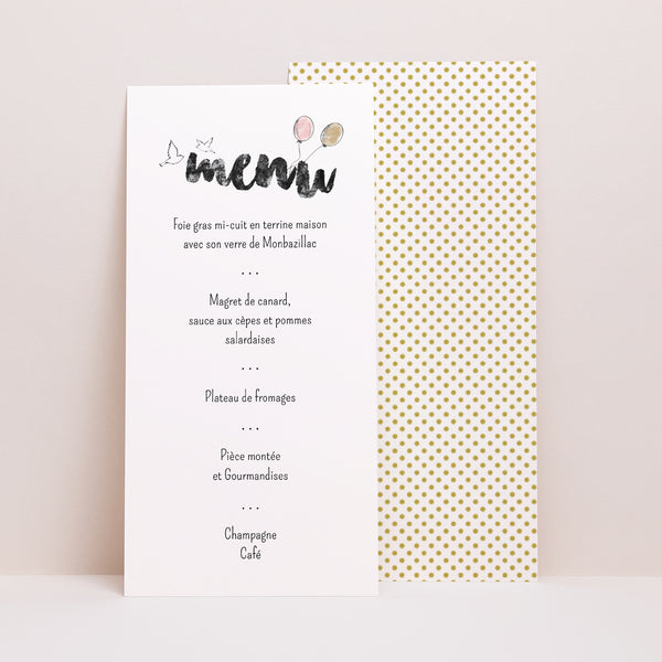 Menu Mariage Panoramique portrait 2CV Citroen photo