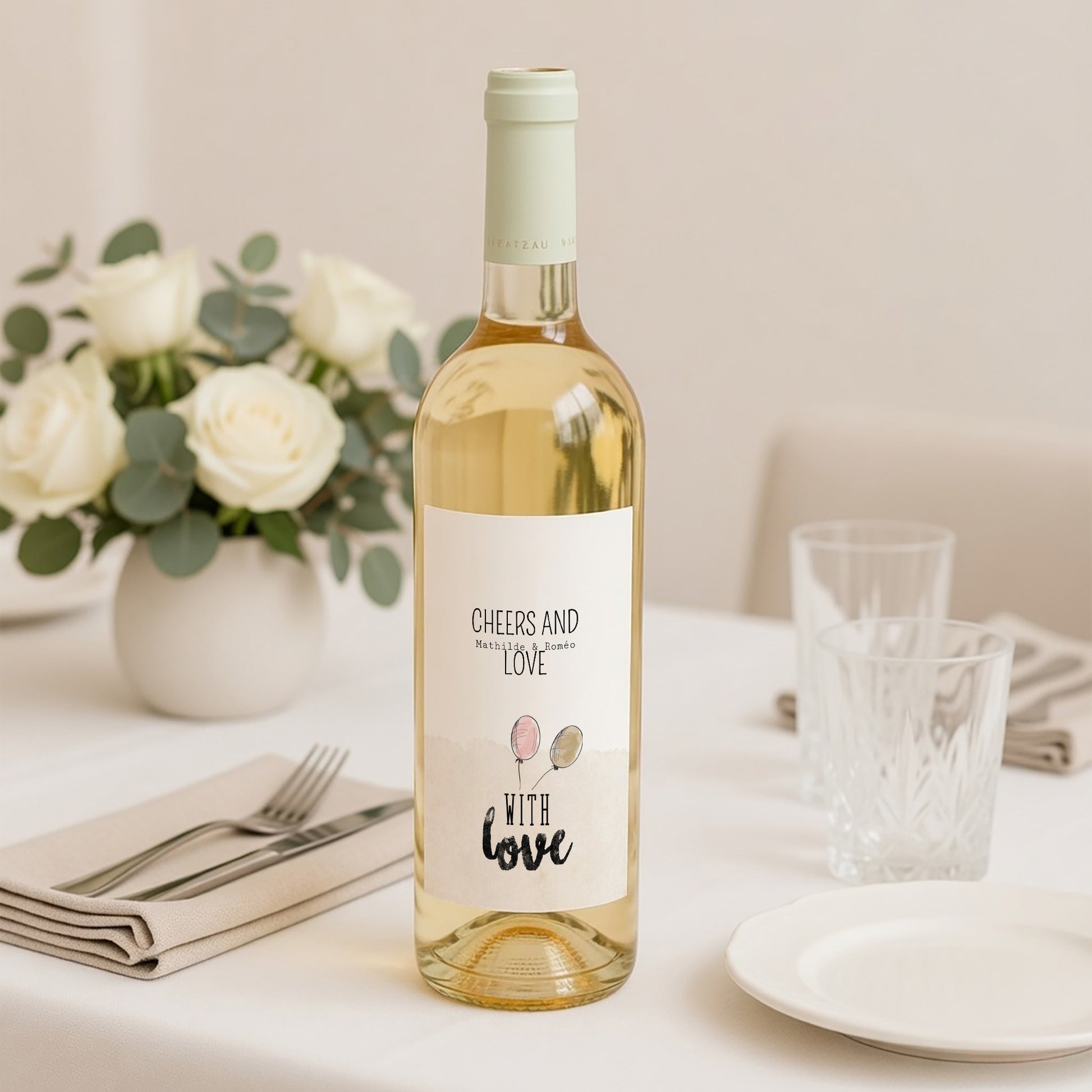 Etiquette bouteille Mariage Portrait 2CV Citroen photo N° 2