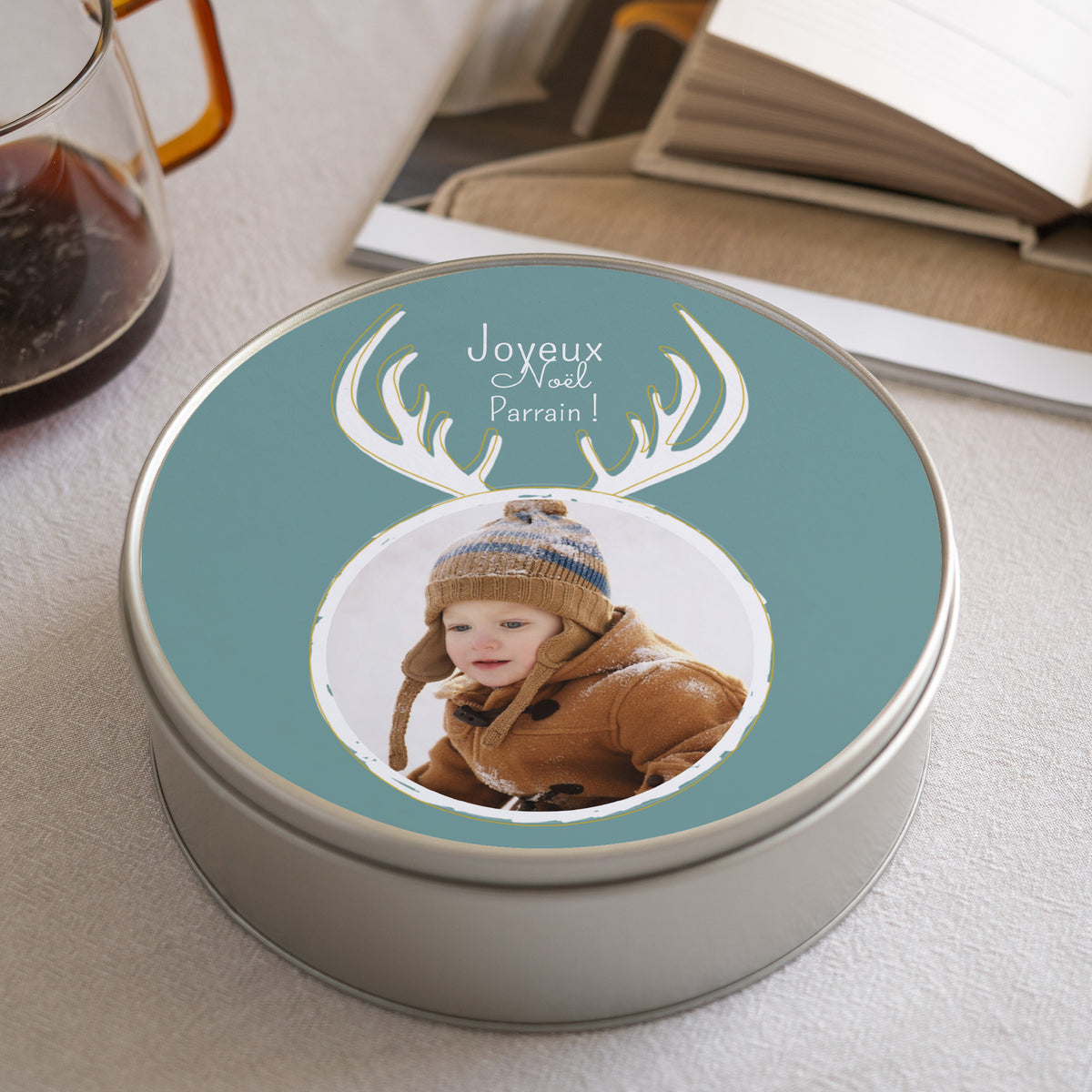 Boite métallique Objets Ronde Cerf photo N° 1