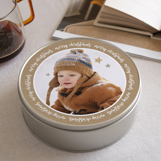 Boite métallique Objets Ronde Merry Christmas & Kraft photo