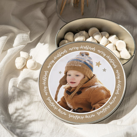 Boite métallique Objets Ronde Merry Christmas & Kraft