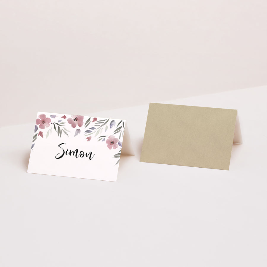 Marque-place Mariage 2 volets Fleurs romantiques photo