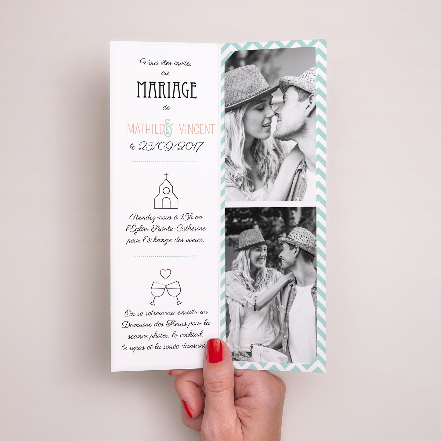 Faire-part Mariage Marque-page photo Fleurs Motifs Fun photo N° 2