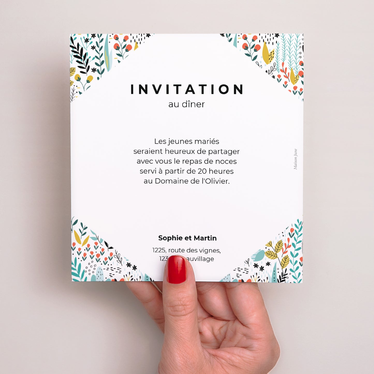 Invitations Mariage Carré Prairie sauvage photo N° 2