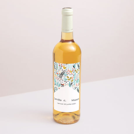 Etiquette bouteille Mariage Portrait Prairie sauvage