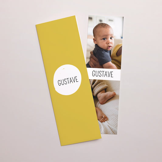 Faire-part Naissance Marque-page photo Moustache & petits pois photo