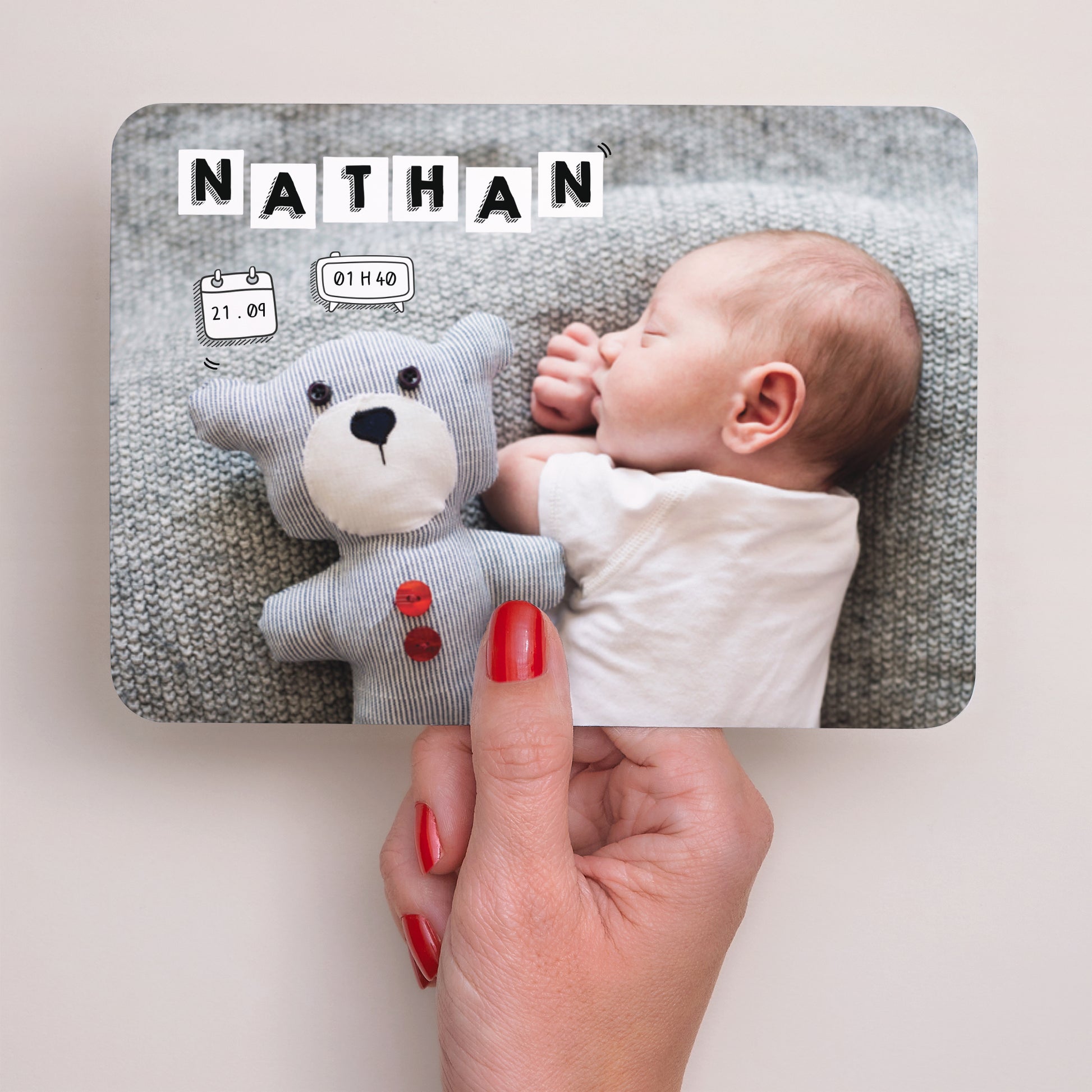 Faire-part Naissance Paysage, bords arrondis Lettres de Bébé photo N° 2