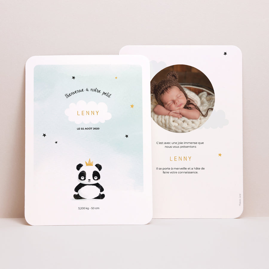 Faire-part Naissance Portrait, bords arrondis Petit Panda photo