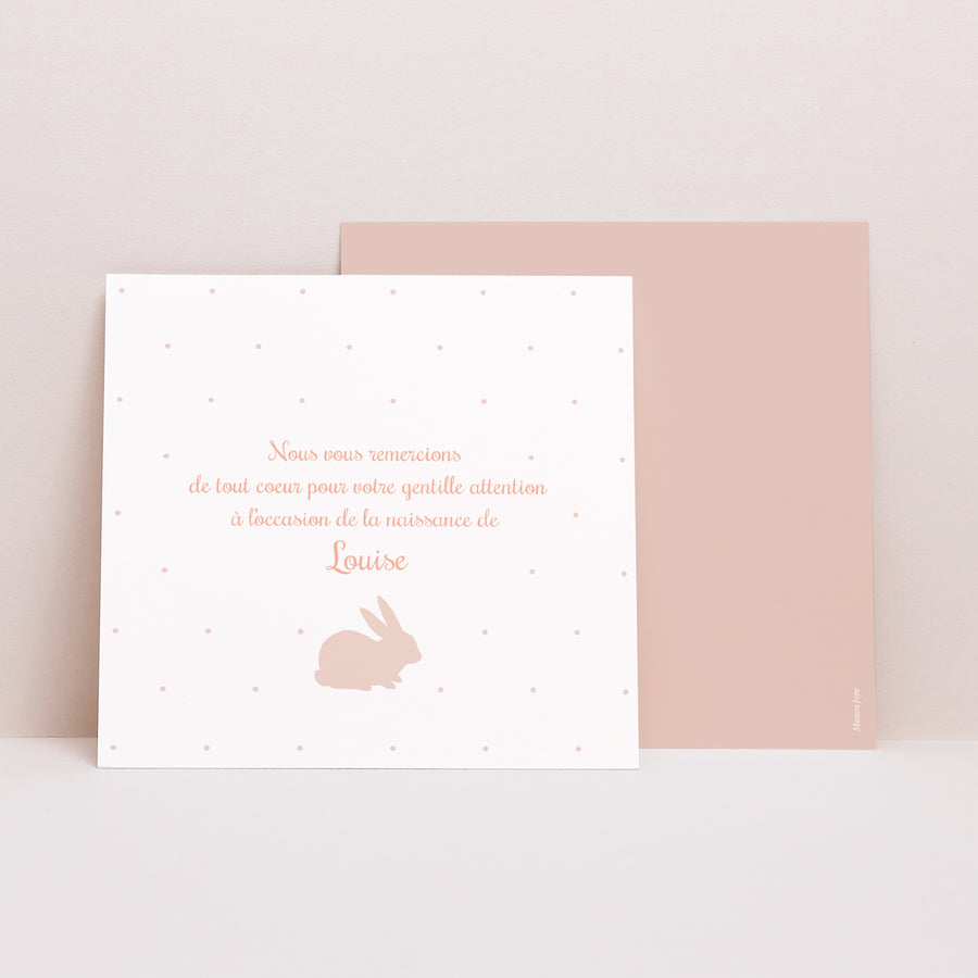 Remerciements Naissance Carré Lapin Vintage photo