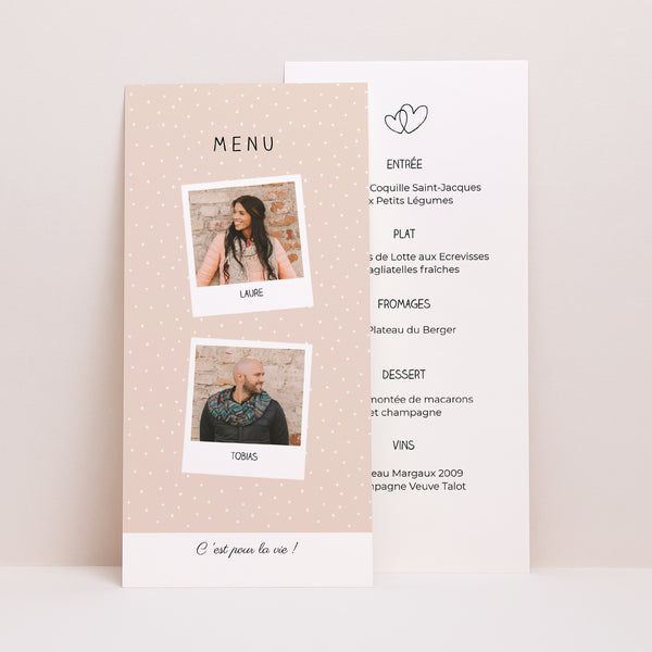 Menu Mariage Panoramique portrait 2 pola pour 1 oui photo