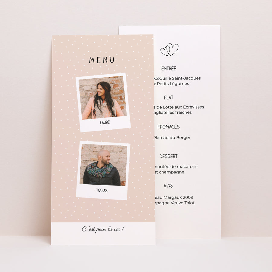 Menu Mariage Panoramique portrait 2 pola pour 1 oui photo