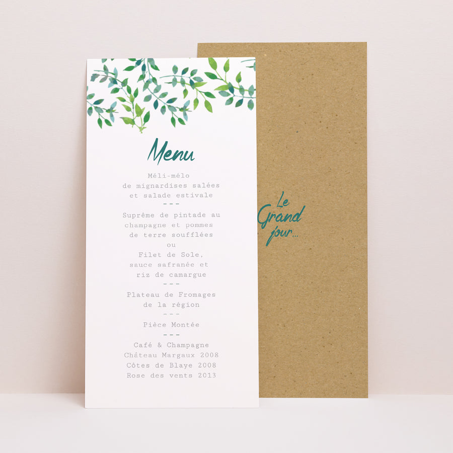 Menu Mariage Panoramique portrait Nature & Kraft photo