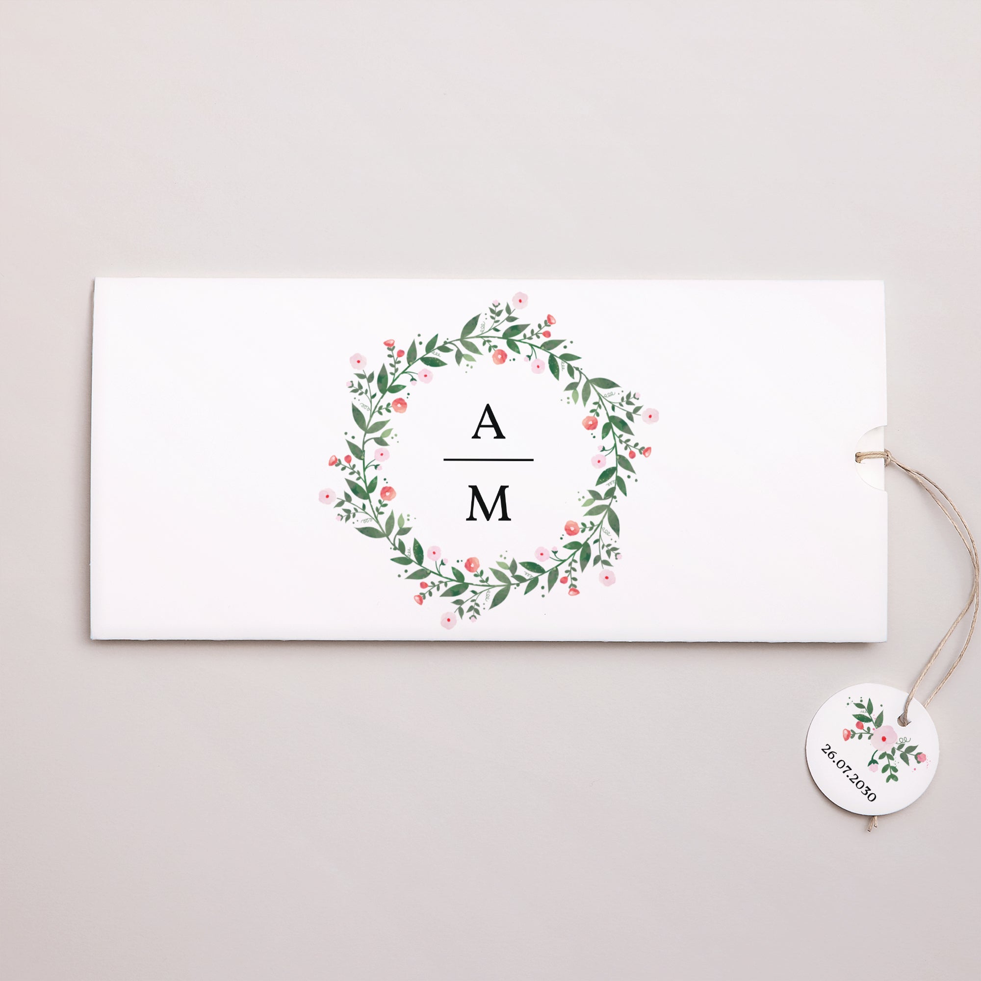 Faire-part Mariage Pochette 2 cartes, étiquette Fleurs d'été II photo N° 1