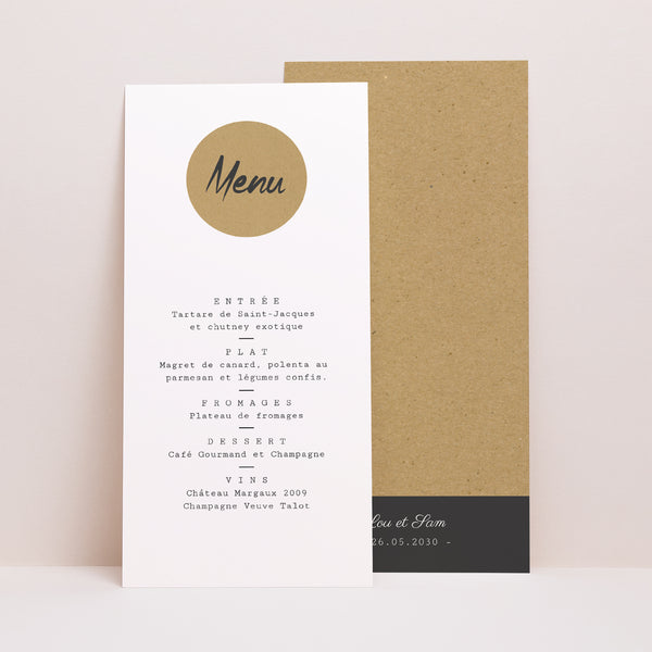 Menu Mariage Panoramique portrait Traits & Kraft photo