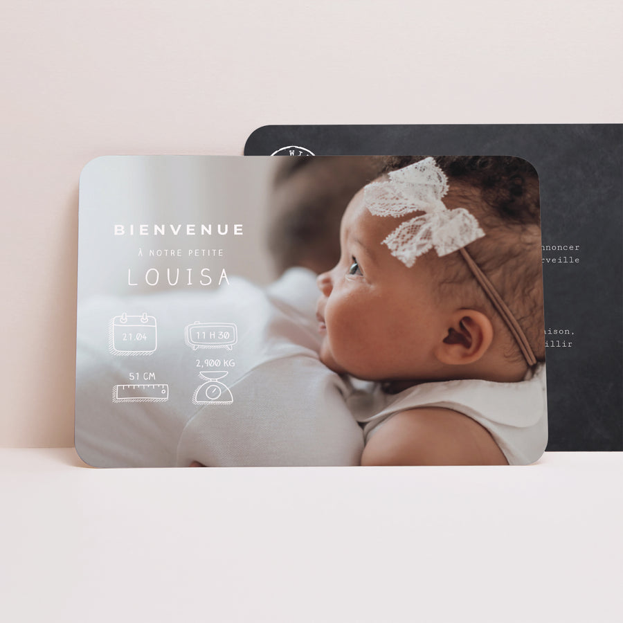 Faire-part Naissance Paysage, bords arrondis Présentation photo