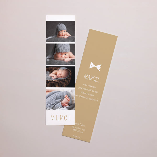 Remerciements Naissance Marque-page Photo instantanée photo