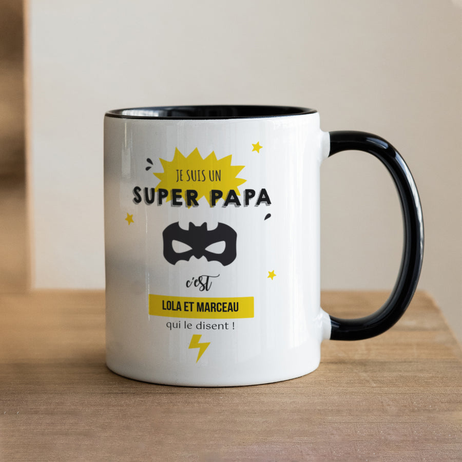 Mug Objets Noir Super Dad photo