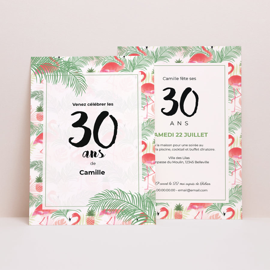 Invitations Anniversaire Adulte Portrait Tropical Drink photo