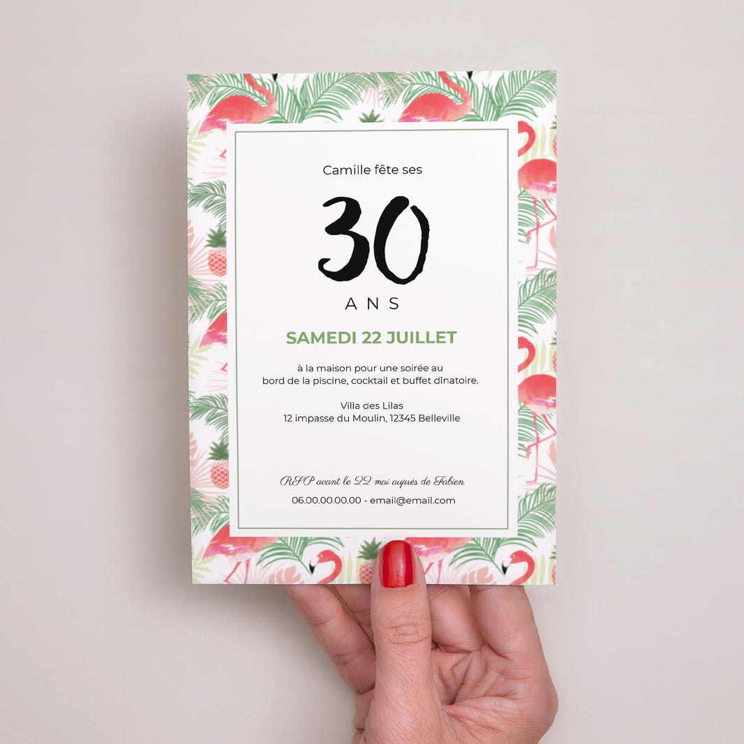 Invitations Anniversaire Adulte Portrait Tropical Drink photo N° 3