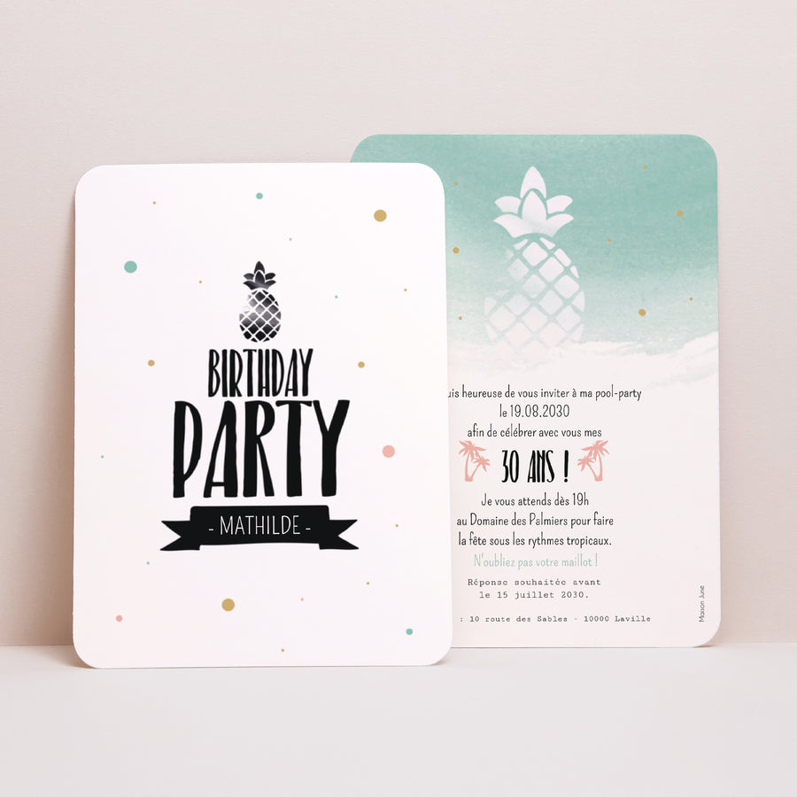 Invitations Anniversaire Adulte Portrait, bords arrondis Fête d'été photo