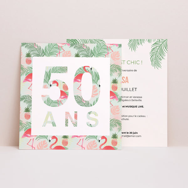 Invitations Anniversaire Adulte Carré Tropical Party photo