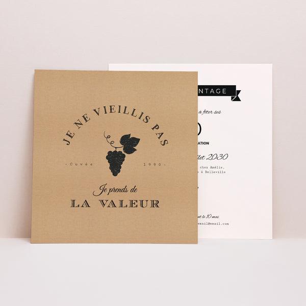 Invitations Anniversaire Adulte Carré Millésime photo