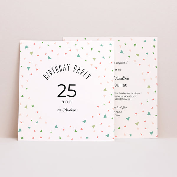 Invitations Anniversaire Adulte Carré 25 ans en fête photo