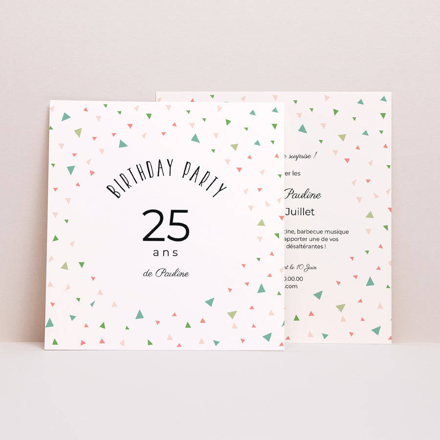 Invitations Anniversaire Adulte Carré 25 ans en fête photo