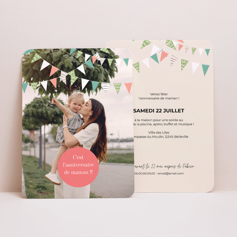 Invitations Anniversaire Adulte Portrait, bords arrondis Festive photo